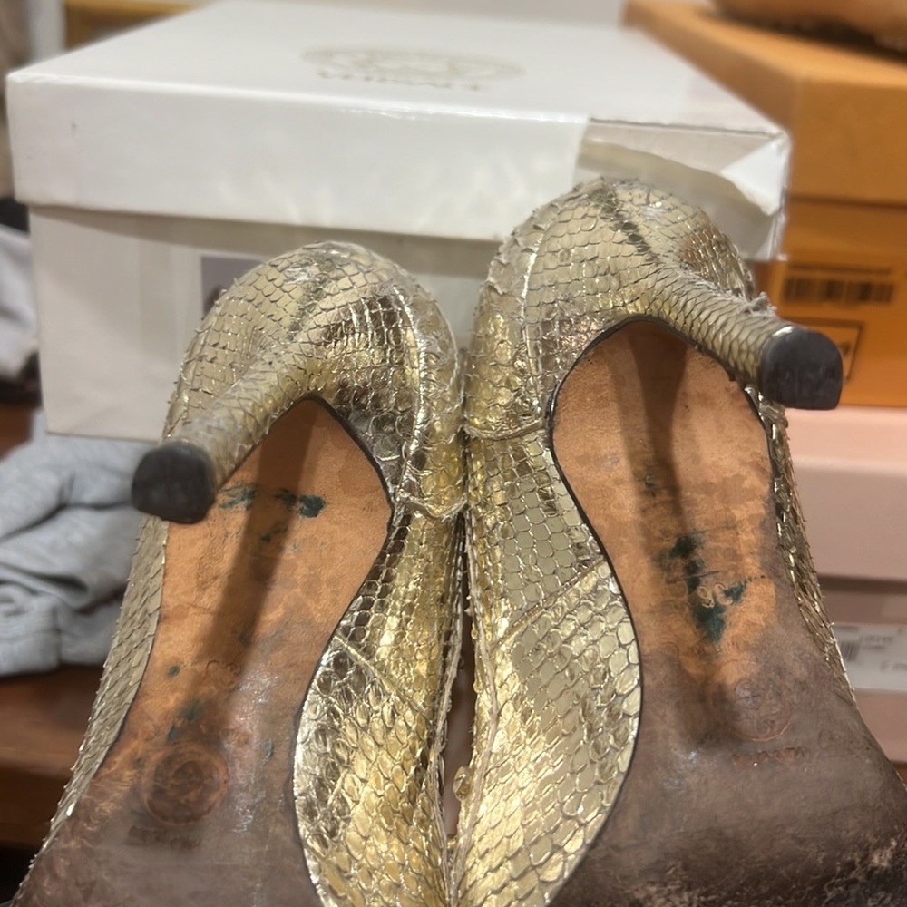 Versace Gold Python Pumps - image 7